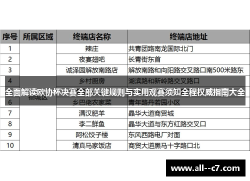 全面解读欧协杯决赛全部关键规则与实用观赛须知全程权威指南大全